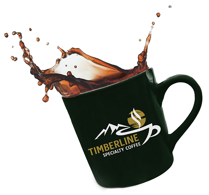Timberline Specialty Coffee Logo on a cup of coffee